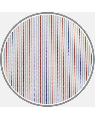 Turnbull & Asser Navy And Red Fine Stripe Silverline Cotton Fabric - Multicolour