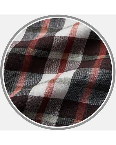 Turnbull & Asser Black And Red Check Linen Blend Fabric