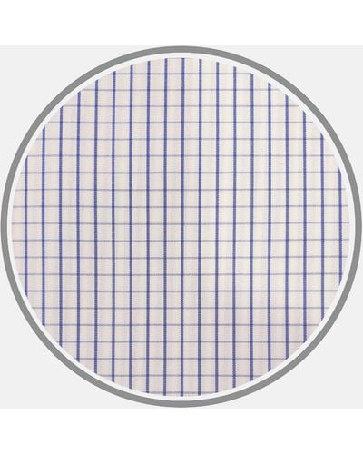 Turnbull & Asser Blue Grid Check Cotton Fabric - Multicolour