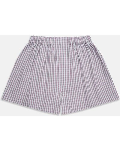 Turnbull & Asser Red And Blue Multi Check Cotton Godfrey Boxers - Purple