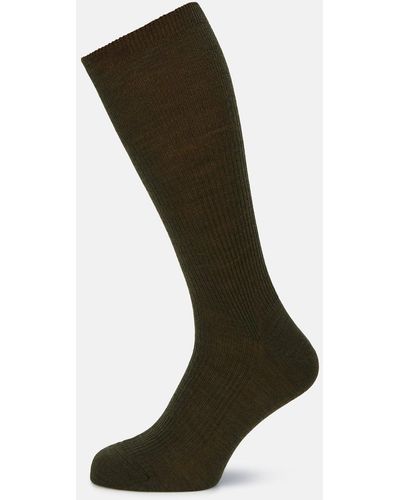Turnbull & Asser Moss Green Mid-length Merino Socks