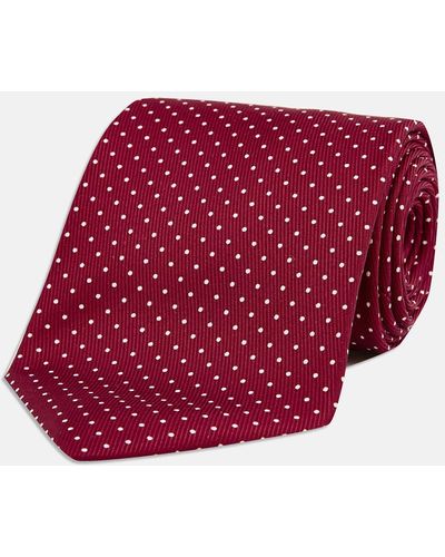 Turnbull & Asser Burgundy And White Small Spot Printed Silk Tie - Red