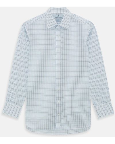 Turnbull & Asser Blue Overlay Grid Check Mayfair Shirt