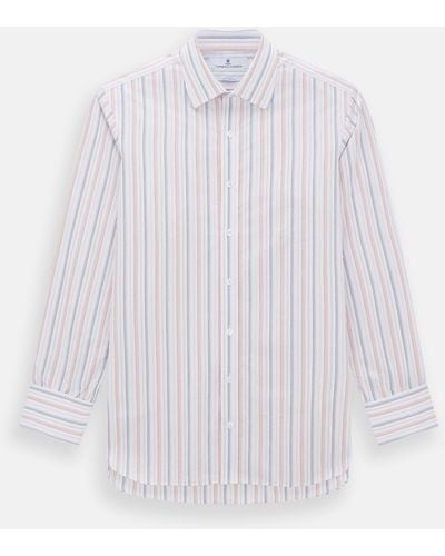 Turnbull & Asser Orange And Blue Multi Stripe Mayfair Shirt - White