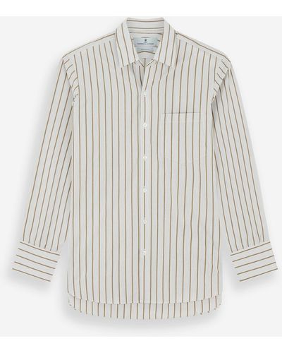 Turnbull & Asser Brown Multi Track Stripe Chelsea Shirt - White