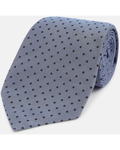 Turnbull & Asser Navy And Pale Blue Micro Dot Silk Tie