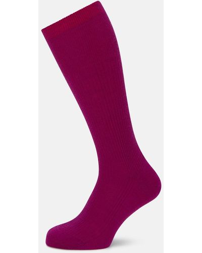 Turnbull & Asser Magenta Mid-length Merino Socks - Purple