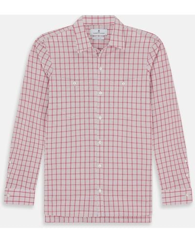 Turnbull & Asser Pink Graph Overlay Check Piccadilly Shirt
