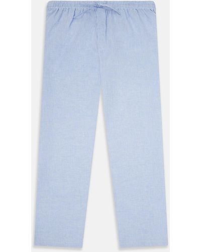 Turnbull & Asser Pale Blue Linen Pyjama Trousers