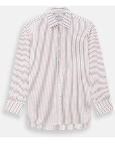 Turnbull & Asser Red Multi Ticking Stripe Mayfair Shirt - White