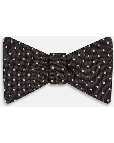 Turnbull & Asser White And Brown Micro Dot Silk Bow Tie - Blue