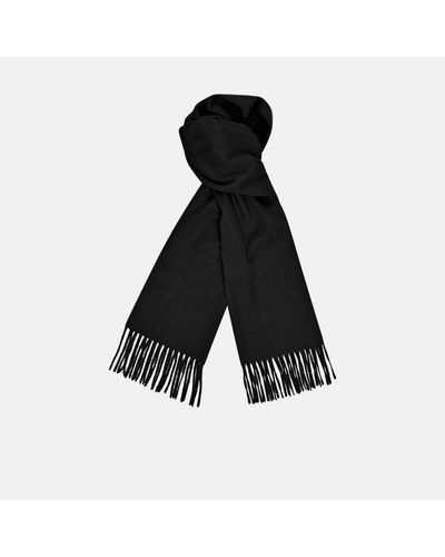 Turnbull & Asser Monogrammed Black Pure Cashmere Scarf