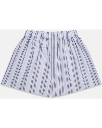 Turnbull & Asser Pale Blue And Yellow Multi Stripe Cotton Godfrey Boxers