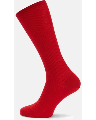 Turnbull & Asser Red Mid-length Merino Wool Socks