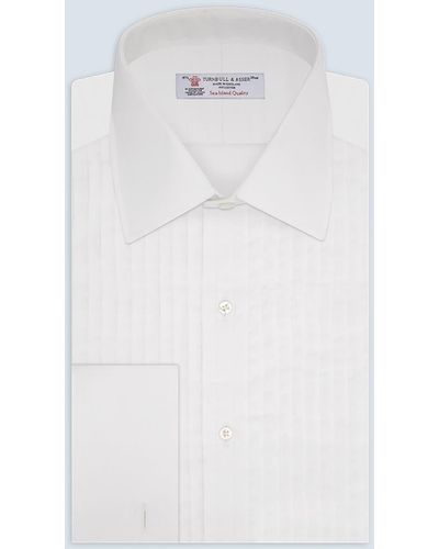Turnbull & Asser White Sea Island Quality Cotton Dress Shirt With T&a Collar And Double Cuffs