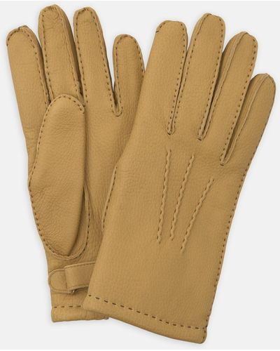 Turnbull & Asser Camel Deerskin Leather Gloves - Natural
