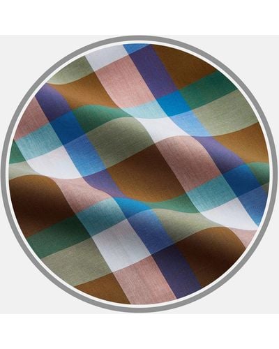 Turnbull & Asser Green And Pink Multi-check Cotton Blend Fabric