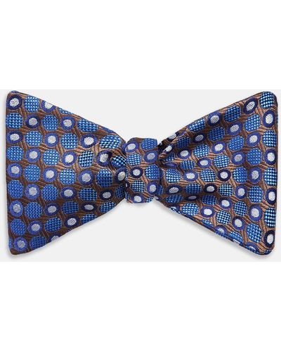 Turnbull & Asser Brown And Blue Circle And Spot Silk Bow Tie