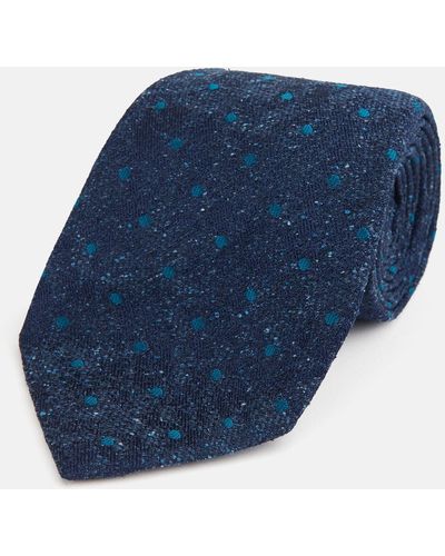 Turnbull & Asser Navy Floret Silk Tie - Blue