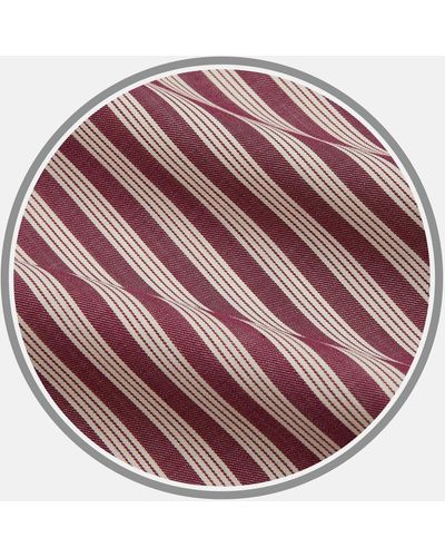 Turnbull & Asser Burgundy Multi Stripe Wool Fabric - Multicolour