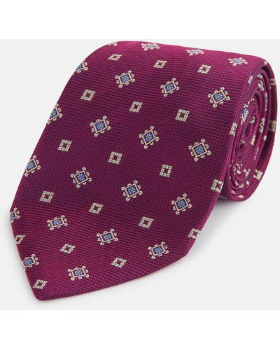 Turnbull & Asser Purple Motif Silk Tie
