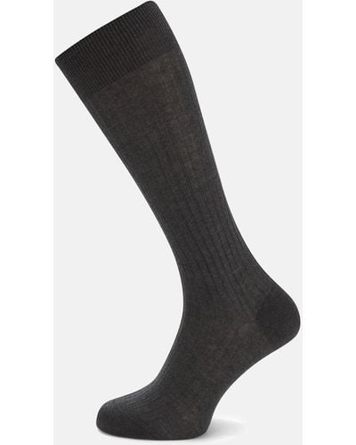 Turnbull & Asser Dark Grey Long Cotton Socks