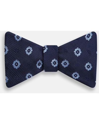 Turnbull & Asser Navy And Sky Blue Motif Silk Bow Tie