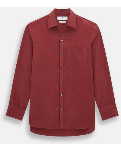 Turnbull & Asser Burgundy Silk Chelsea Shirt - Red