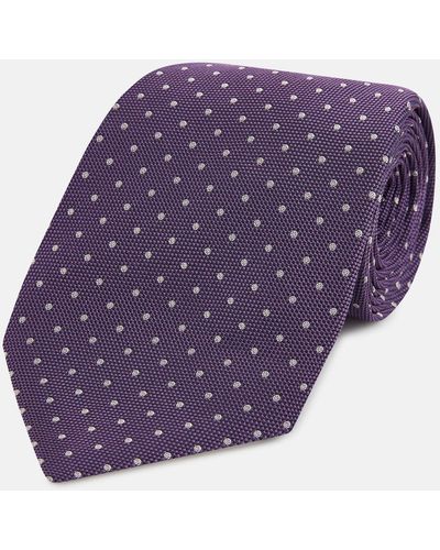 Turnbull & Asser Lavender And Purple Micro Dot Silk Tie