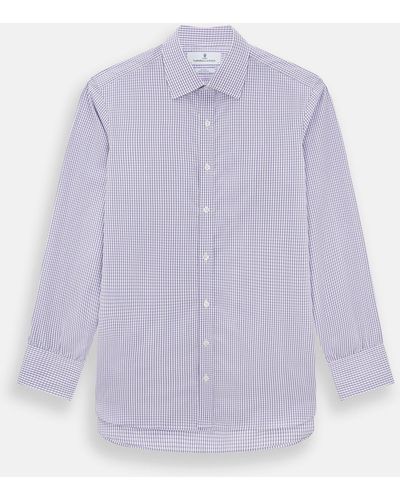 Turnbull & Asser Purple Micro Shadow Check Mayfair Shirt