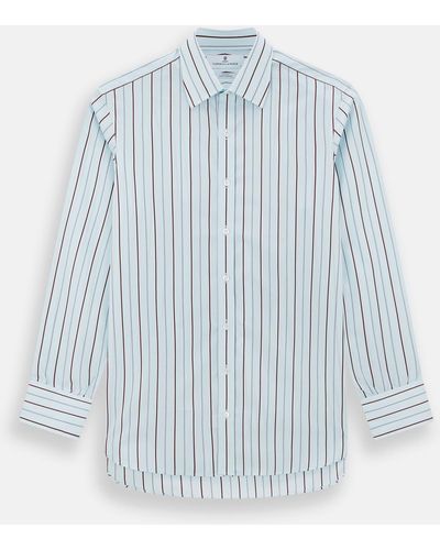 Turnbull & Asser Burgundy Combination Stripe Mayfair Shirt - Blue