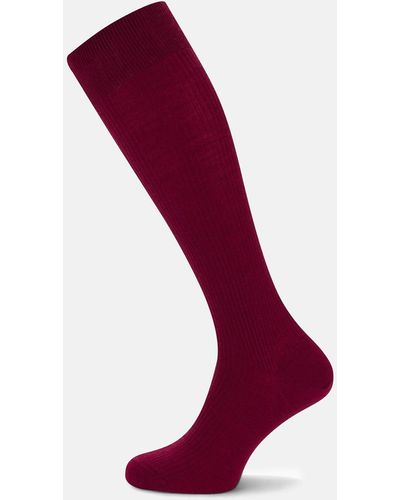 Turnbull & Asser Bordeaux Long Merino Wool Socks - Purple