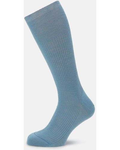 Turnbull & Asser Pale Blue Mid-length Merino Socks