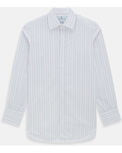 Turnbull & Asser Pink And Blue Wide Pinstripe Mayfair Shirt - White