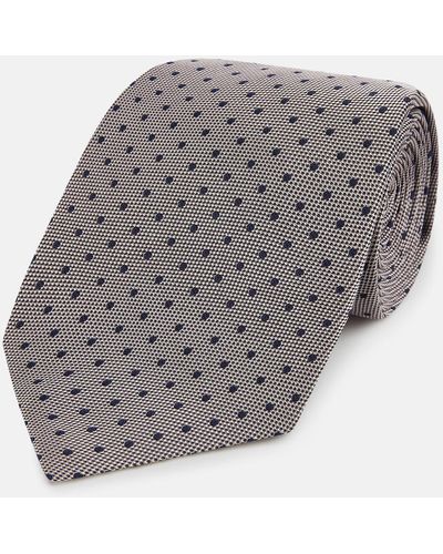 Turnbull & Asser Navy And Lilac Micro Dot Silk Tie - Grey