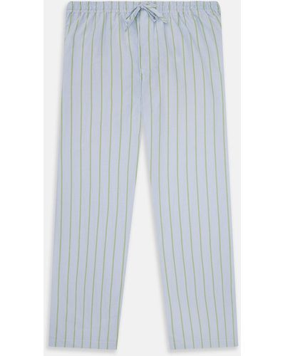 Turnbull & Asser Light Green And Blue Stripe Pyjama Trousers