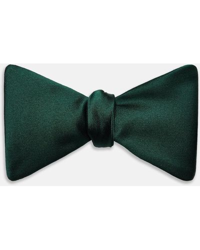 Turnbull & Asser Forest Green Plain Satin Silk Bow Tie