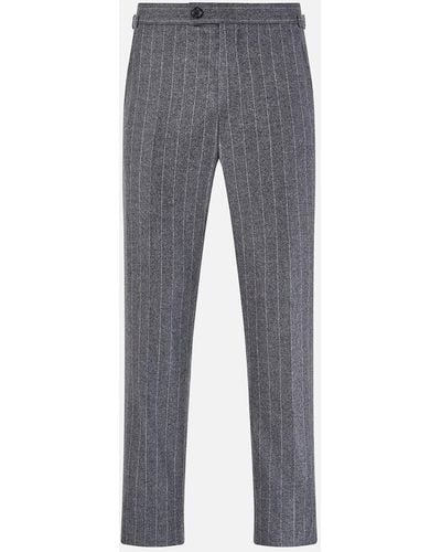 Turnbull & Asser Grey Pinstripe Henry Trousers