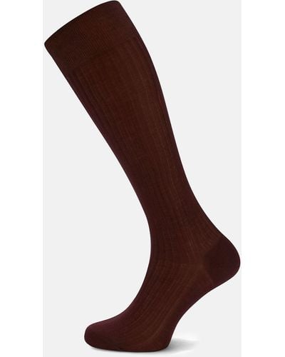 Turnbull & Asser Oxblood Long Cotton Socks - Multicolour