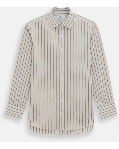 Turnbull & Asser Brown Multi Track Stripe Mayfair Shirt - Grey