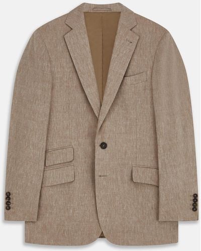 Turnbull & Asser Beige Wool And Linen Blend Barrington Blazer - Natural