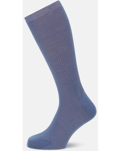Turnbull & Asser Powder Blue Mid-length Merino Socks