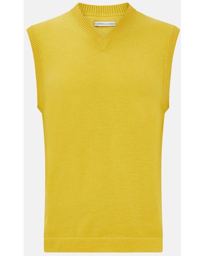 Turnbull & Asser Canary Yellow Fine Merino V-neck Vest