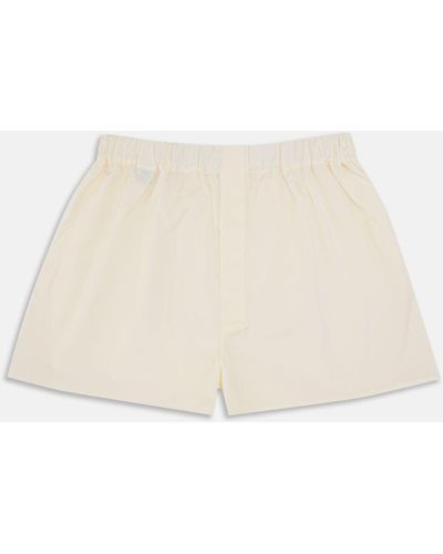 Turnbull & Asser Plain Cream Cotton Boxer Shorts - Natural