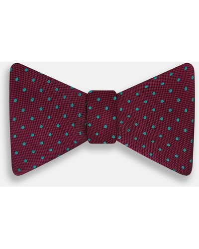Turnbull & Asser Green And Magenta Spot Silk Bow Tie - Red