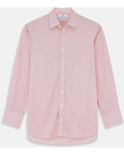 Turnbull & Asser Pink And White Stripe Cotton Regular Fit Mayfair Shirt
