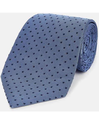 Turnbull & Asser Navy And Blue Micro Dot Silk Tie