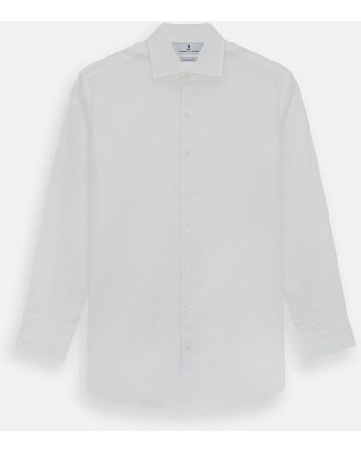 Turnbull & Asser Tailored Fit Plain White Cotton Shirt With Kent Collar And 3-button Cuffs