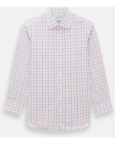 Turnbull & Asser Orange And Blue Multi Check Mayfair Shirt - White