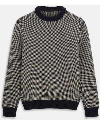 Turnbull & Asser Navy And White Wool Blend Billy Jumper - Grey